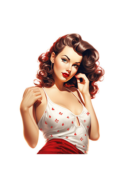 StoryGift Romania Sticker Eticheta 40CM cu o femeie frumoasa, ilustratie, sti...