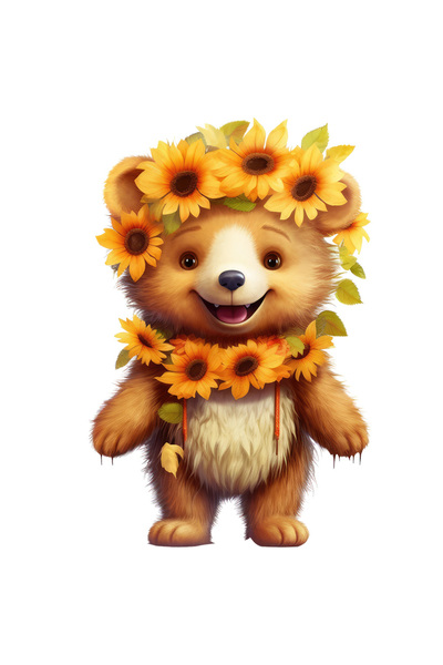 StoryGift Romania Sticker Autocolant 70CM cu un ursulet care are multe flori ...