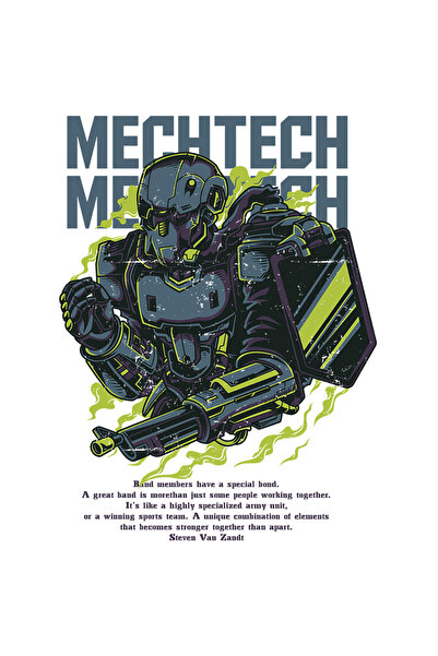 StoryGift Romania Sticker Eticheta 40CM Cu Robot Cu Arma, Fum Verde, Text In Engleza Mechtech, Tehnologie avansa