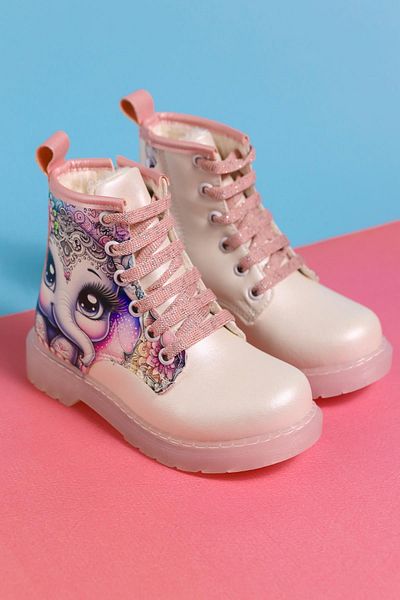 Limoya Lovise Cartoon Character Printed Lace-Up Kids Boots