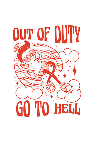 StoryGift Romania Sticker Autocolant 70CM Cu Mesaj In Engleza Out Of Duty Go To Hell, Inger, Nori, cu Margini A