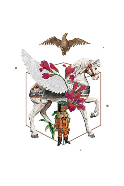 StoryGift Romania Sticker Adeziv 90CM Gotic Arta Digitala Cal Pasare Carusel,...