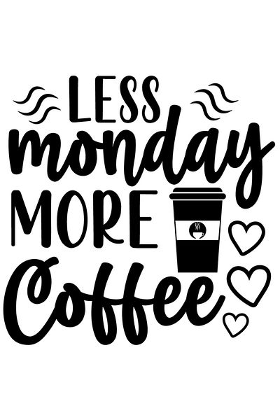 StoryGift Romania Sticker Autocolant 70CM Exterior cu inimioare si textul "Less monday, more coffee" - mai putin
