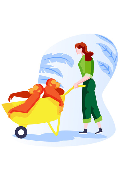 StoryGift Romania Sticker Cu Ingrijitor, Maimute, Roaba, Cu Margini Albe, Pvc...