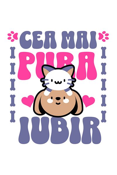 StoryGift Romania Sticker Eticheta 40CM Adeziv Iubirea animalelor cea mai pura caine pisisca cu Margini Albe, PV