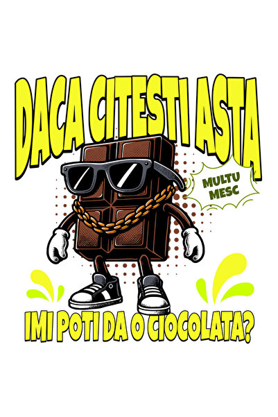 StoryGift Romania Sticker Autocolant 70CM cu Tableta De Ciocolata Cu Ochelari De Soare Medalion De aur Text Daca