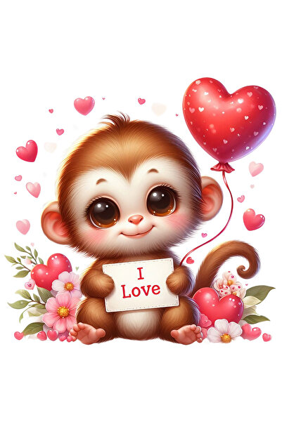 StoryGift Romania Sticker Autocolant 70CM cu o maimutica vesela care tine o f...