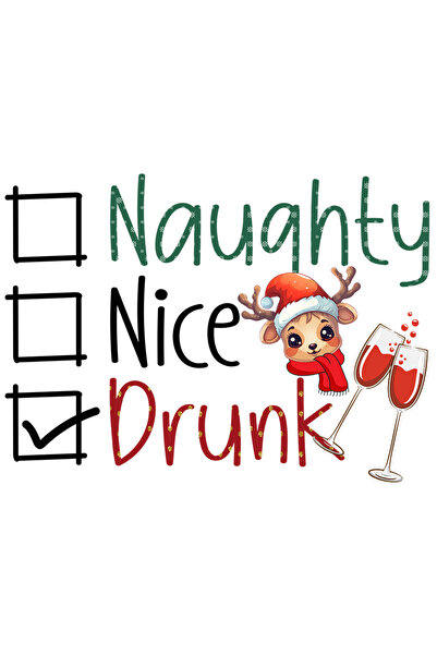 StoryGift Romania Sticker Eticheta 50CM cu ren micut cu mesajul "Naughty, Nic...