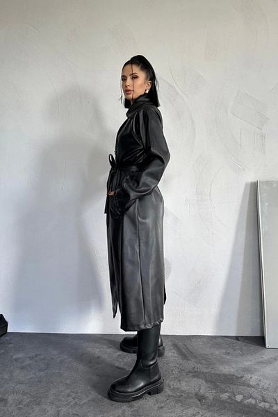 nedo7 Black Raglan Sleeve Trench Coat
