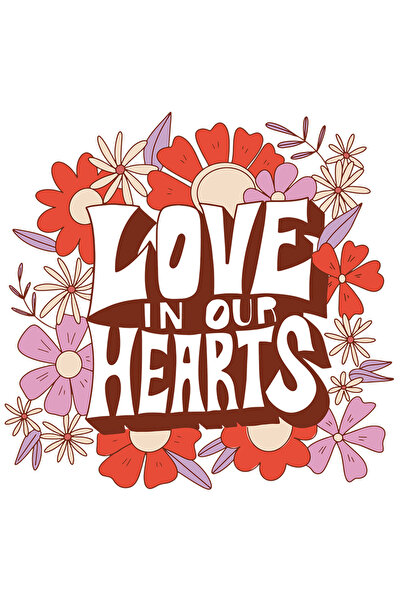 StoryGift Romania Sticker Eticheta 40CM Personalizata Iubire in Inimile Noastre, Love in our Hearts, Flori, cu