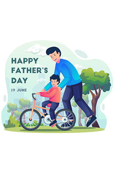 StoryGift Romania Sticker Eticheta 40CM Cu Mesaj In Engleza Happy Father's Day, Tata, Fiu, Bicicleta, Natura, c