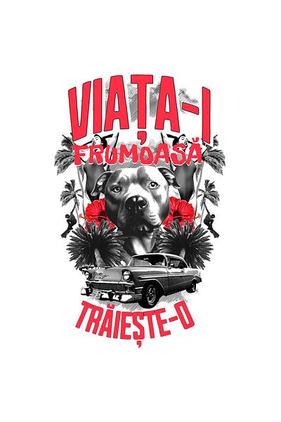 StoryGift Romania Sticker Adeziv Caine Cu Text Motivatiional Viata_i Frumoasa Traieste-o Iubitorii De Animl