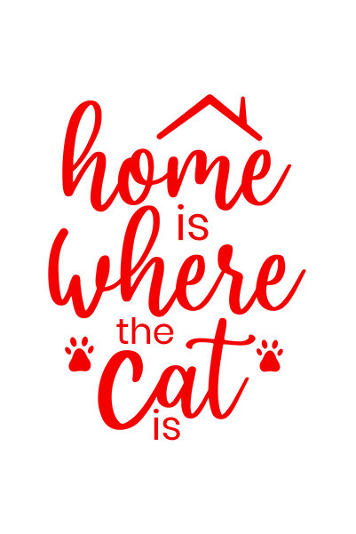 StoryGift Romania Sticker Adeziv 90CM Exterior pentru iubitorii de pisici cu textul "Home is where the cat is" -