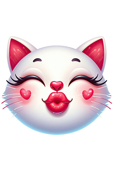 StoryGift Romania Sticker Eticheta 40CM cu o pisica bucuroasa care da un pupi...