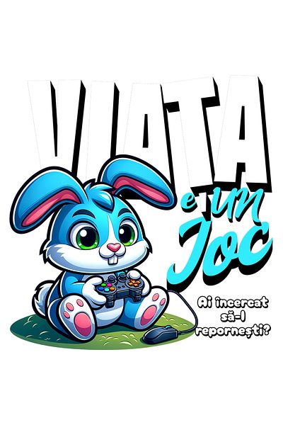 StoryGift Romania Sticker Eticheta 40CM Adeziv Iepure gamer joc video Ai încercat sa-l repornesti cu Margini Alb