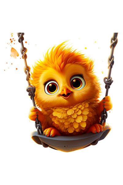 StoryGift Romania Sticker Autocolant 70CM cu un puisor care se da in leagan, ilustratie, pasare, joaca, veselie,