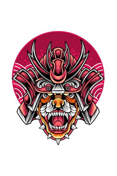 StoryGift Romania Sticker Label 50CM With Tiger, Collar, Helmet, Samurai, Fighter, Asian, with White Borders, PV