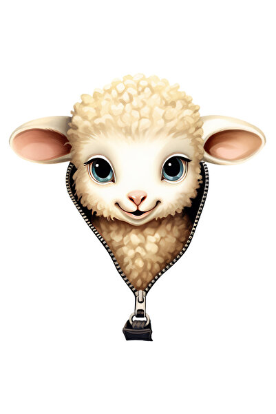 StoryGift Romania Sticker Adeziv 90CM cu un miel vesel, ilustratie, fermoar, ...