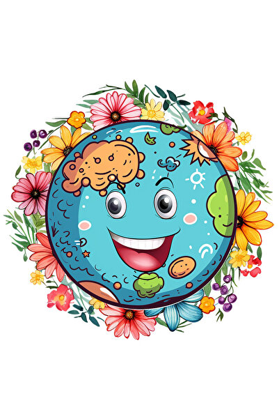 StoryGift Romania Sticker Eticheta 40CM cu planeta, ilustratie, constientizar...