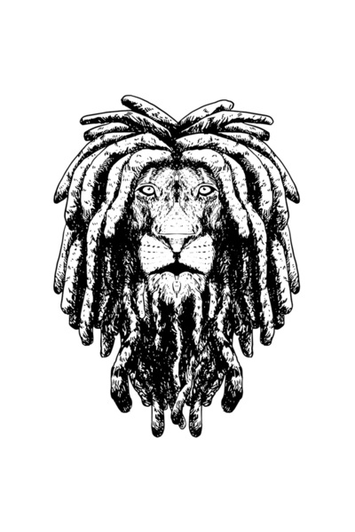 StoryGift Romania Sticker Eticheta 40CM Cu Portret Leu, Coama Dreduri, Regele Junglei, Animal Salbatic, Negru, P