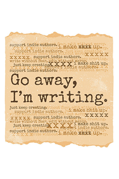 StoryGift Romania Sticker Adeziv 90CM Personalizata Pentru Scriitori, Go Away, I'm Writing, cu Margini Albe, PV