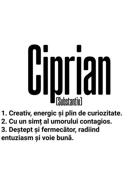 StoryGift Romania Sticker Autocolant 70CM Cu Numele Ciprian, Cu Mesaj Motivational, Creativ, Energic, Curios, De
