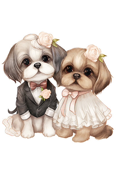 StoryGift Romania Sticker Eticheta 50CM cu o catelusa si un catel, ilustratie...