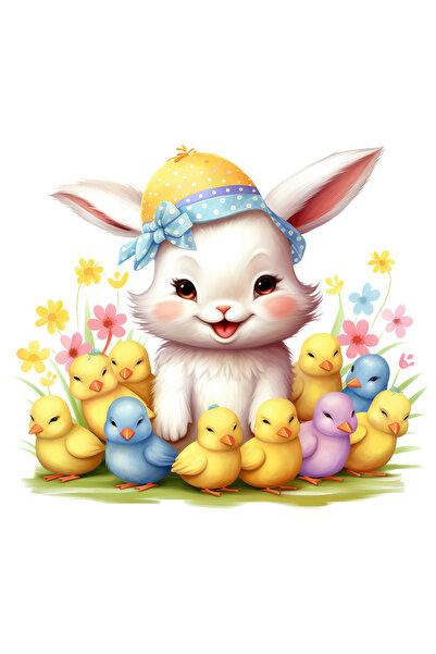 StoryGift Romania Sticker Autocolant 70CM cu un iepuras alb care este inconju...