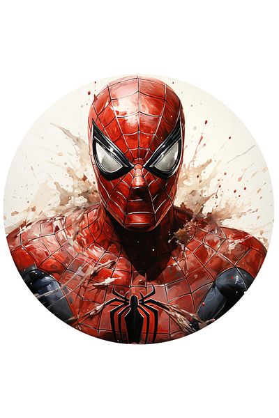 StoryGift Romania Sticker Eticheta 50CM Cu Spiderman, Cerc, Stropi, Costum, Supererou, Marvel, cu Margini Albe,