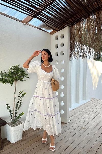nedo7 Lilac Lace Detailed Embroidered Dress