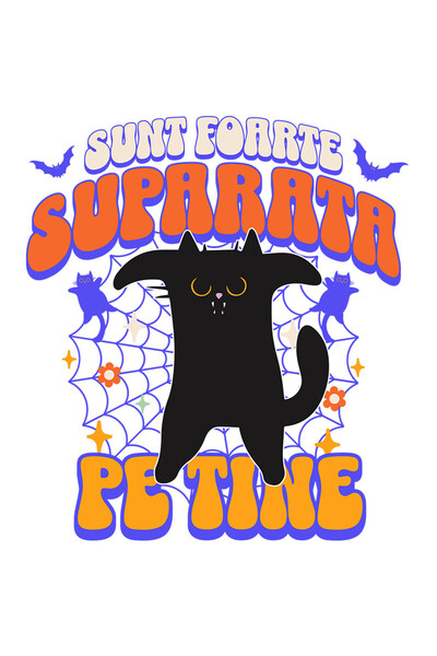 StoryGift Romania Sticker Eticheta 40CM cu Pisica Horror Text Sunt Foarte Sup...