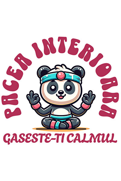 StoryGift Romania Sticker Autocolant 70CM cu Iubitorii De Meditatie Urs Panda...