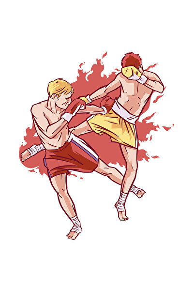 StoryGift Romania Sticker Autocolant 70CM Cu Doi Barbati Arte Martiale, In Fl...