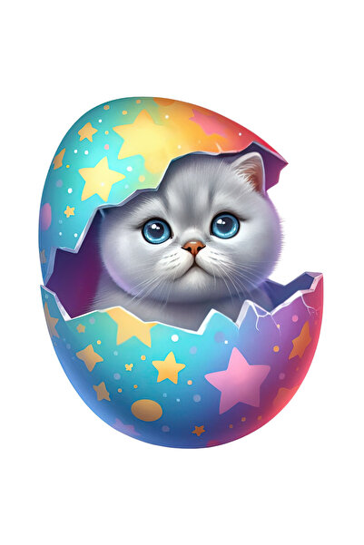 StoryGift Romania Sticker Cu O Pisicuta Care Priveste Curioasa, Ilustratie, G...