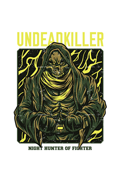 StoryGift Romania Sticker Autocolant 70CM Cu Portret Schelete Cu Gluga Infricosator, Text Galben In enleza Undea