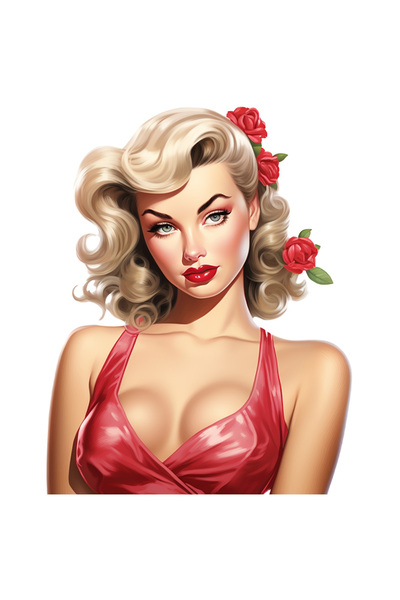 StoryGift Romania Sticker Adeziv 90CM cu o femeie frumoasa, blonda, trandafir...