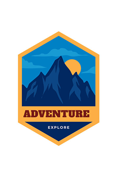 StoryGift Romania Sticker Adeziv 90CM Cu Mesaj In Engleza Adventure Explore, Munte, Luna, Cer, cu Margini Albe,