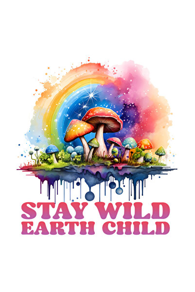 StoryGift Romania Sticker Adeziv 90CM cu mesajul "Stay wild, Earth child", st...