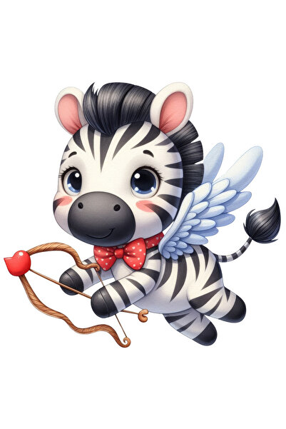 StoryGift Romania Sticker Adeziv 90CM cu o zebra care trage cu arcul, zboara, aripi, Cupidon, indragostire, Vale