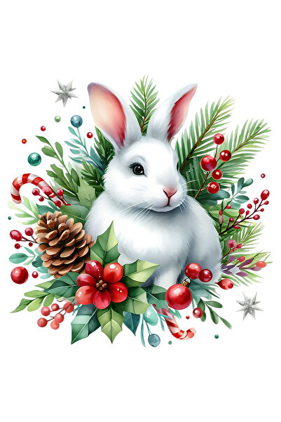 StoryGift Romania Sticker Eticheta 40CM cu un iepuras, ilustratie, Craciun, c...