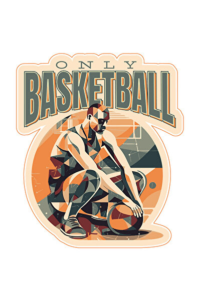 StoryGift Romania Sticker Adeziv 90CM Cu Mesaj In Engleza Only Basketball, Minge, Jucator, Sport, cu Margini Al