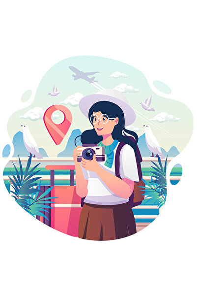 StoryGift Romania Sticker Adeziv 90CM Fata Calatoare, Munte, Mare, Avion, Travel, Fotografie, Amintiri, cu Marg