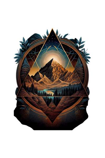 StoryGift Romania Sticker Adeziv 90CM Cu Munte, Cer, Lumina Soarelui, Abstract, Padure, Lac, cu Margini Albe, P