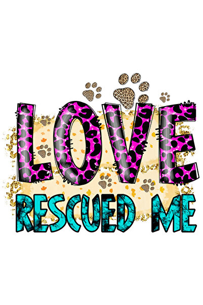 StoryGift Romania Sticker Autocolant 70CM cu mesajul "Love Rescued Me", caine...