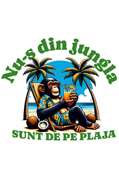StoryGift Romania Sticker Adeziv Maimuta La Plaja Text Nu-s Din Jungla Sunt D...
