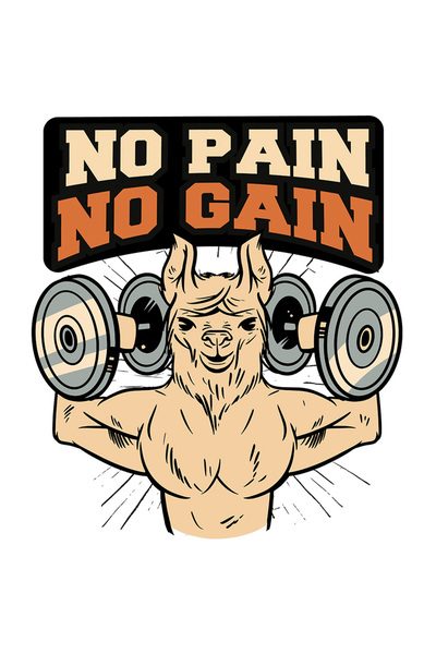 StoryGift Romania Sticker Eticheta 40CM Lama Sala No Pain-No-Gain, cu Margini...