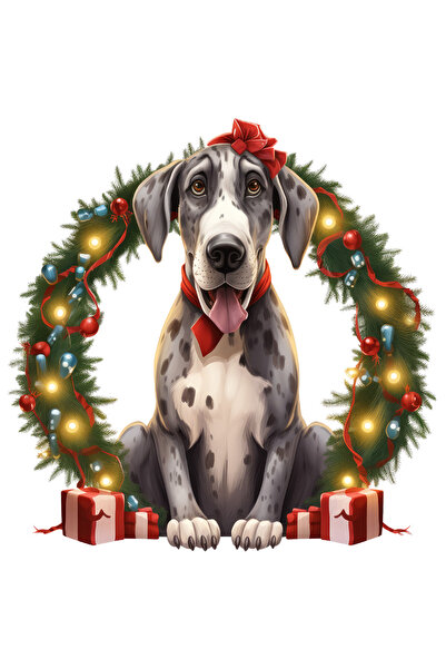 StoryGift Romania Sticker Autocolant 70CM cu un catel vesel, Craciun, ilustra...