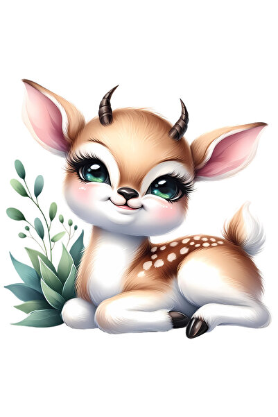 StoryGift Romania Sticker Eticheta 40CM cu o caprioara micuta care sta cumint...