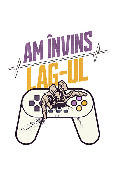 StoryGift Romania Sticker Eticheta 50CM Adeziv Am invins Lag-ul maneta joc video mana schelete cu Margini Albe,