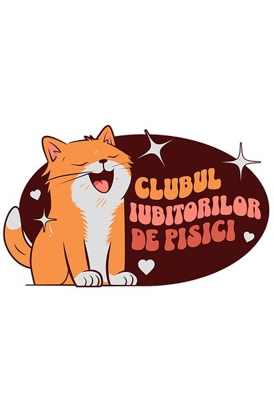 StoryGift Romania Sticker Adhesive Happy Cat, text CAT LOVERS CLUB with White Borders, PVC Vinyl 15 cm